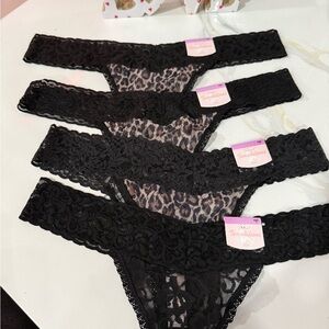 Temptations 1 Black and 3 Leopard Lace Panty Size 7 nwt